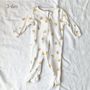 🪴5/$30 Petit Lem 3-6 Months Baby Yellow Duck White Zipper Sleeper